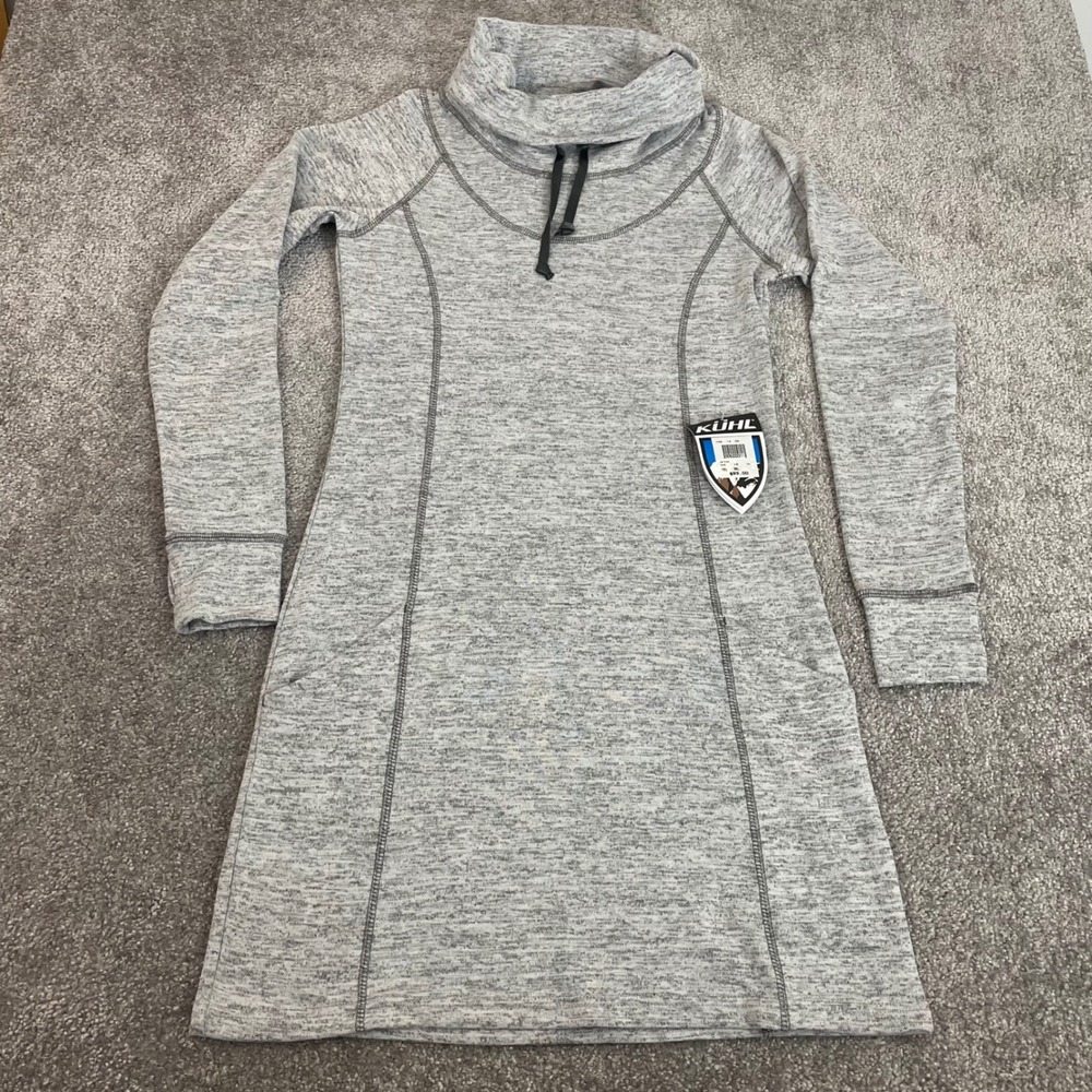 NEW Kuhl Lea Dress Womens Small Ash Gray Heathered Cowl Neck Thumbholes NWT Cozy